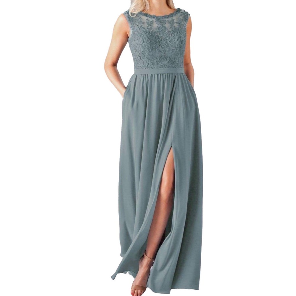 Kennedy Blue Formal Crochet Chiffon Maxi Dress